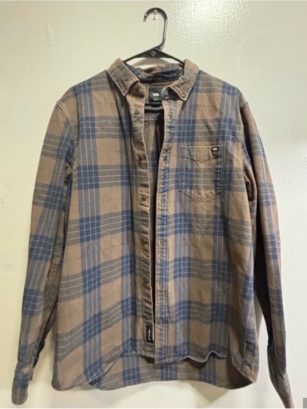 Vans Brown and Blue Plaid Button-Up Shirt